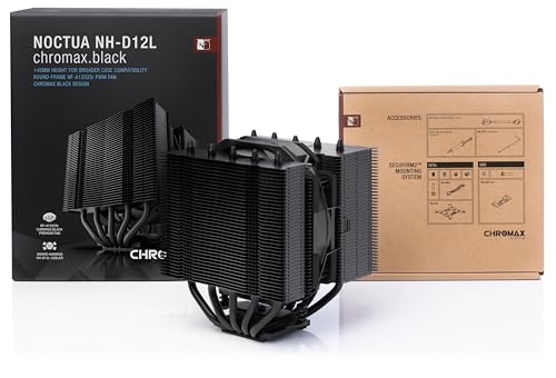 Image of Noctua NH-D12L chromax.Black, Low-Height Dual-Tower CPU Cooler (120mm, Black)