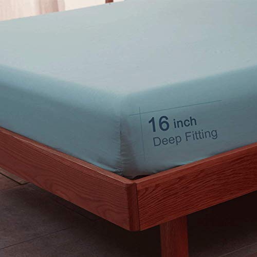 Image of SONORO KATE Bed Sheet Set Super Soft Microfiber 1800 Series Luxury Egyptian Sheets 16-Inch Deep Pocket,Wrinkle and Hypoallergenic-4 Piece (Spa Blue, Full)
