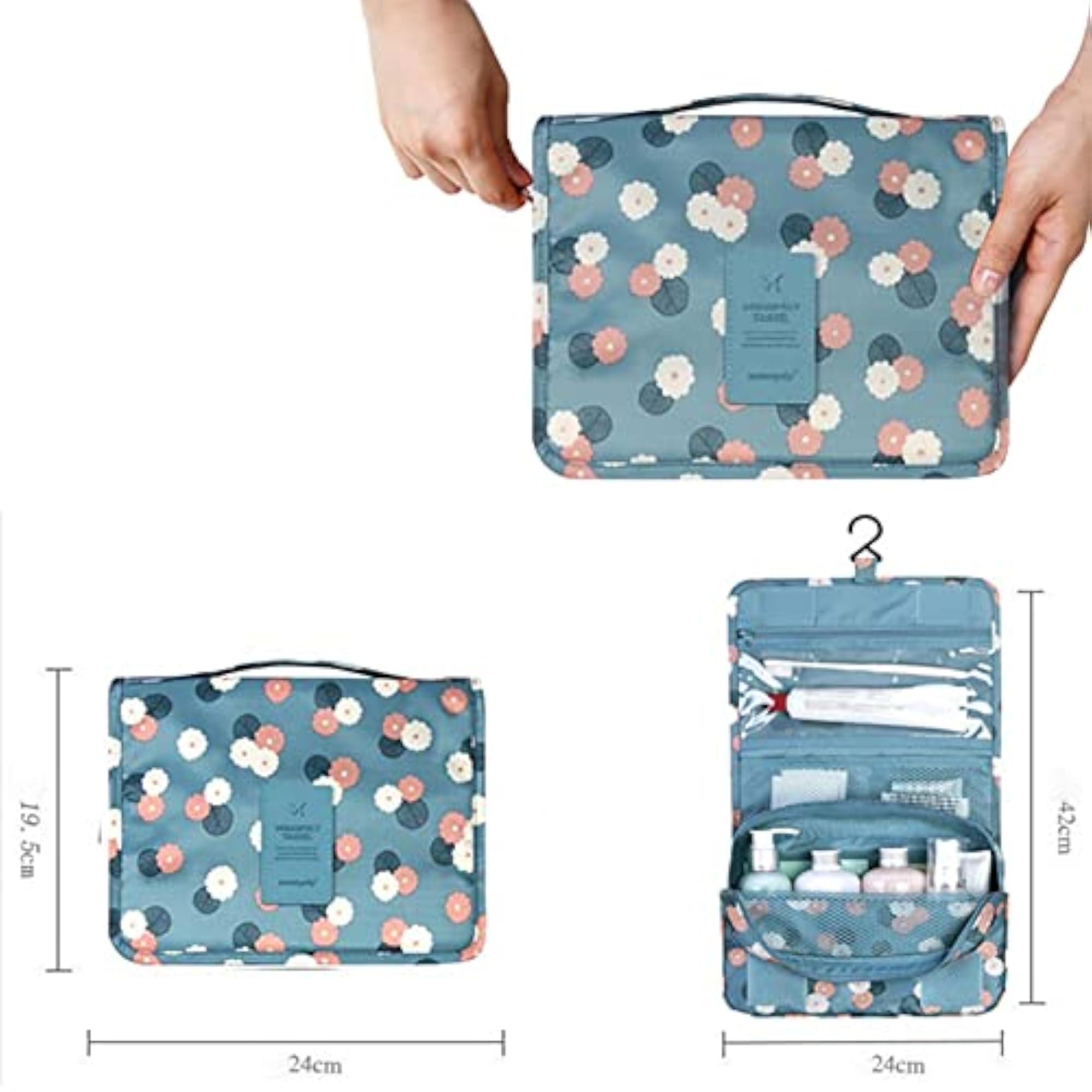 Water-Resistant Toiletry Bag with Hanging Hook