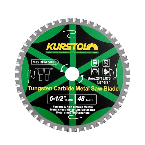 Image of Metal Circular Saw Blade - 6-1 /2 inch TCT Cutting Blade 48T Tungsten Carbide Tipped Blade Arbor 20mm with 15.87mm Washer for Steel, Iron, Nickel, Titanium, Ferrous Metals, Steel Pipe
