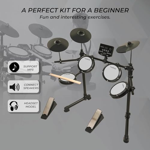 Image of Kadence MD200A Home Series 7-Piece Electric Drum Kit | Bluetooth Audio | USB-MIDI | Preset Kits | Compact Practice & Rehearsal Setup | Black
