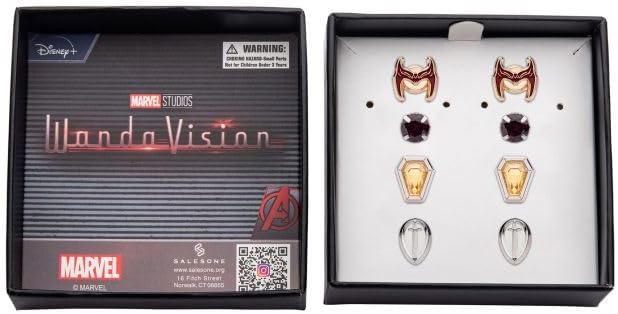 Marvel WandaVision Stud Earrings Set, 4 Pairs - Officially Licensed image 3