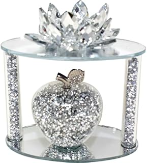 Glass Apple & Lotus Sparkle Ornament Bling Crushed Diamond Gift | CRYSTALLIZED Crushed lotus on top of apple |Handmade Craft | Crushed Diamond Display | Present Gift for all occasion, Home Decor
