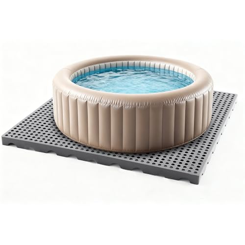 BreezeHug 4 Pack Hot Tub Base Foundation Pad (80” x 80”), Concrete Alternative Base for Inflatable & Resin Hot Tubs, Heavy Duty Interlocking Spa Pool Floor Pad Foundation