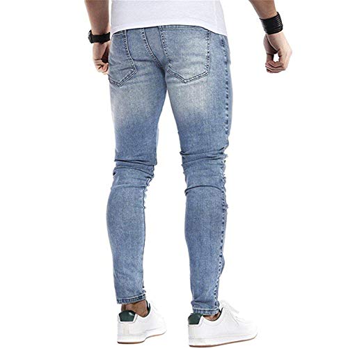 Andongnywell Mens Skinny Ripped Stretch Jeans Slim Fit Destroyed Trousers Distressed Stretchy Denim Pants4