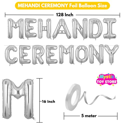 Image of Mehandi Ceremony Banner Silver for Wedding Home Boys Girls Men Women Foil Balloon Decoration Decor Celebration Silveren