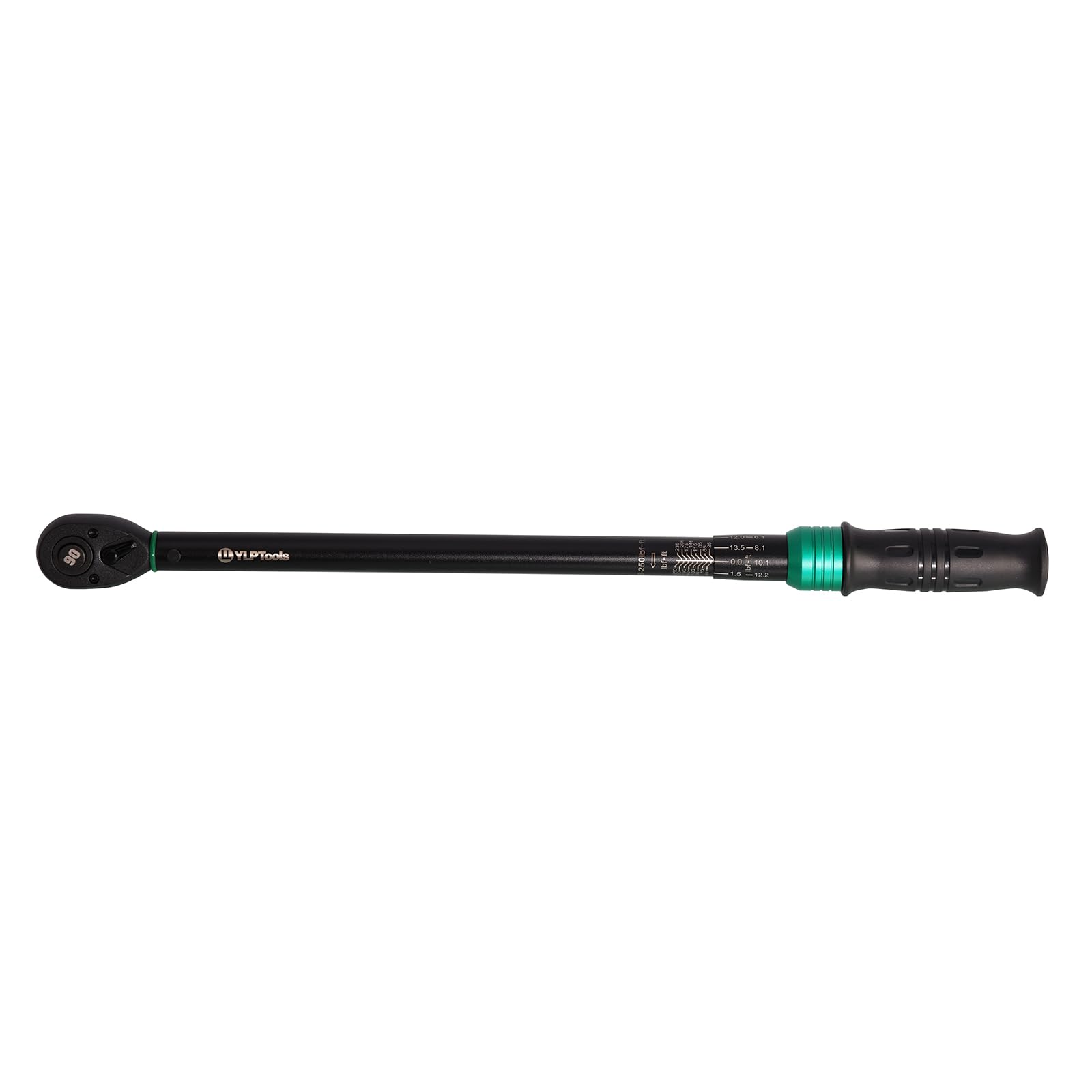 Llave dinamométrica de clic de 1/2 pulgada, 10-250 pies-libras (13.6-339 Nm), precisión ± 3%, trinquete de 90 dientes, doble dirección, acero al cromo vanadio con caja de almacenamiento