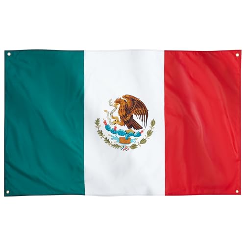 Runesol Mexico Flag, 91x152cm, 3ft x 5ft, 4 Grommets, Eyelet In Every Corner, Mexican Flag, El Tricolor