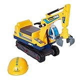 COLOR TREE Ride-on Crane Digger Pretend Play Construction Grabber Truck Toy Tractors with Engineerin