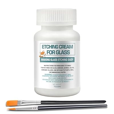 7 oz Glass Etching Cream Kit Includes 2 Brush Pens Create Permanent Frosted Designs on Glass, Mirrors & Glassware Etching Starter Kit