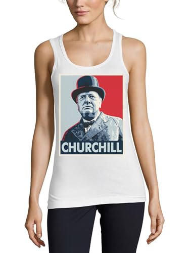 Camiseta sin mangas de algodón mujer Winston Churchill Pop Art camiseta blanca de verano 1