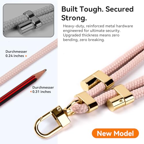 Image of 2 Pads Phone Lanyard Crossbody Adjustable Anti Theft Cell Phone Strap for Travel Essentials, Premium Metal Buckles, Universal Neck Wrist Lanyard 2pcs Phone Tether Tab (Black /Gold)