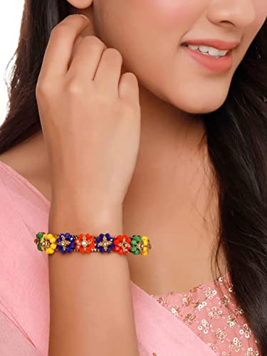 Jewar Colorful Bangle Multi-Color Collection Indian Bollywood Handcrafted Rhinestones Colorful Fashion Designer Metal Jewelry Bangle Bracelets Set Of For Women & Girls (Colorful Multi-Color, 2.8) #TOP4