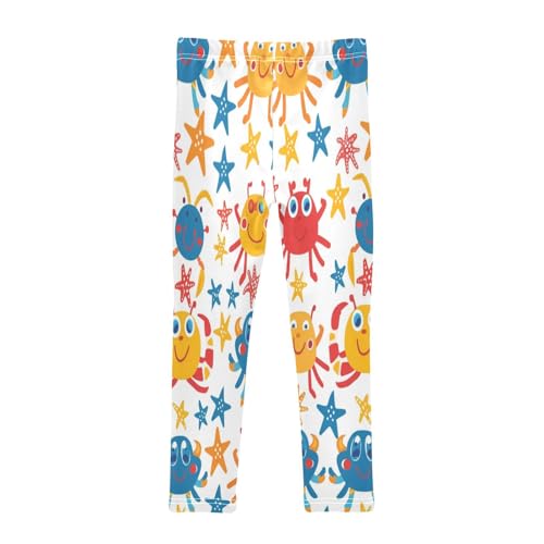 Toddler Girls Leggings Printed Yoga Pants Leggings Yellow Blue Crab for Kids2