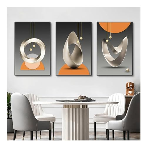 Affiche géométrie abstraite anneau feuille d'or 75x100 cm | 3 peintures murales JGGXHM
