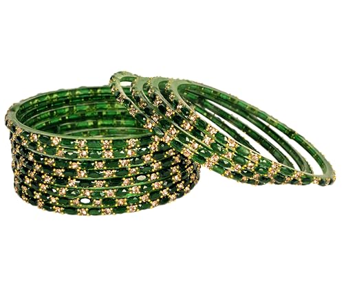 Image of Swara Creations Glass Bangles set for Women | Zirconwork Golden Raindrops Bangles Collection | Ethnic, Festive & Special Occassions(12Pcs)(SKU287)