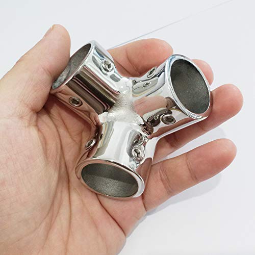 keehui Heavy Dudy 1 inch Pipe Hand Rail Tee Marine Grade 316 SS Mirror Polished Hand Rail Fitting-90 Degree 1\"(25mm) 3 Way Corner Elbow