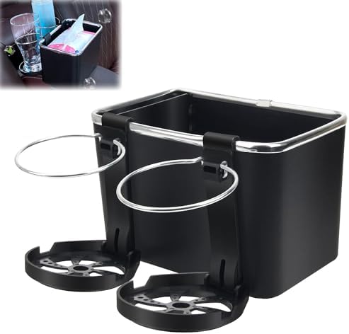 Car Armrest Storage Box,Car Armrest Storage Box with 2 Cup Holders,Armrest Storage Box for Your Car,Armrest Storage Box for Water Cup,Paper Towels Cellphones（Black）