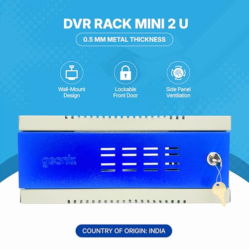 Image of Geonix DVR Rack Mini 2 U| Wall Mount Network Server Rack | NVR Cabinet Box with Lock | 0.4 mm Metal Thickness