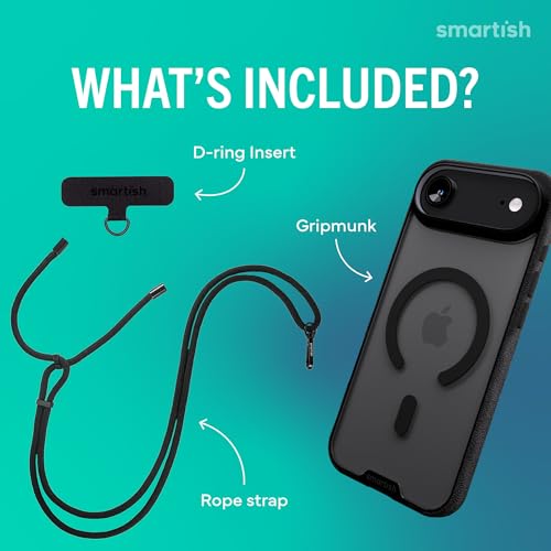Image of Smartish iPhone Air MagSafe Clear Case + Crossbody Lanyard Strap - Magnetic Slim Case - Anti-Yellow Thin Grip Cover + Detachable Shoulder Neck Strap for Apple iPhone Air - Clearly Clear