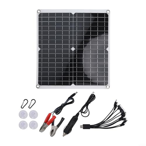 Jotekonoby Kit pannello solare portatile 50 W 12 V caricabatterie con cavi multifunzione per attività all'aperto auto barca camper per ATV camion campeggio escursionismo