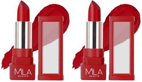 Image of MILA BEAUTE Matte Lipstick | Highly Pigmented & Lightweight Formula | Matte Finish | Gives Full Coverage | Shade - (Pack of 2)