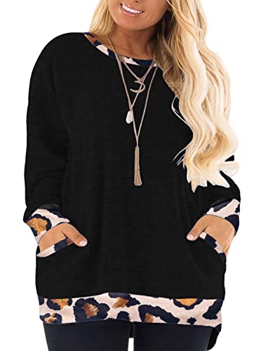 Dolnine Plus Size Shirts For Women Oversized Long Sleeve Leopard Sweatshirts Blbw06 14W #TOP16