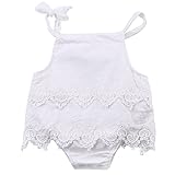 Newborn Baby Girl Infant Romper Jumpsuit Bodysuit Tutu Lace Dress Clothes Outfit (12-18 Months, White)