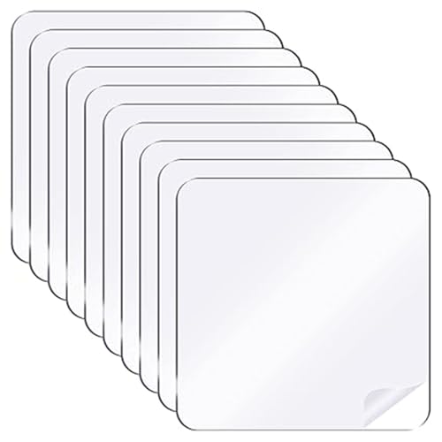 10PCS Clear Double Sided Adhesive Pads, Waterproof Heavy Duty Sticky Pads, Reusable Super Strong Nano Gel Adhesive for Mounting, Hanging, DIY Crafts, Home and Office