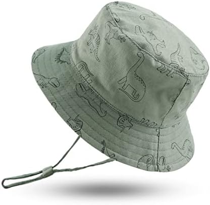 Dinosaur Baby Boys Sun Hat Cotton Toddler Girls Bucket Hats Summer Sun Protect Cap for Kids (Dark Sea Green, 0-3 Months)