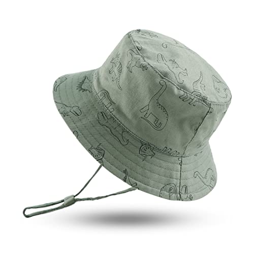 Dinosaur Baby Boys Sun Hat Cotton Toddler Girls Bucket Hats Summer Sun Protect Cap For Kids (Dark Sea Green, 0-3 Months) #TOP5