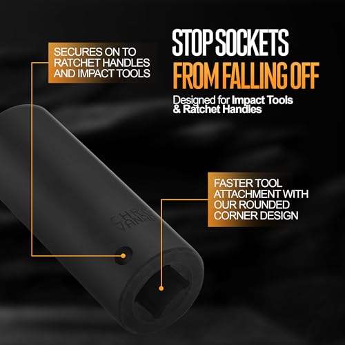 Image of TIGHTSPOT 1 /2 Inch Drive 22 mm Deep Impact Socket with Anti-Rounding 6 Point Design, Heat-Treated CRV Steel