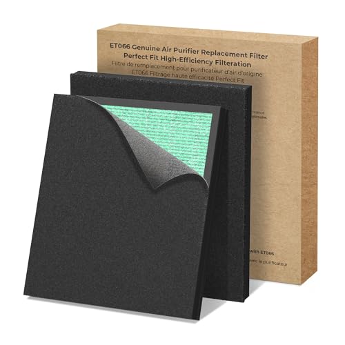 Genuine ET066 Air Purifier Replacement Filter for ET066 Air Purifier, Washable HEPA 3-Stage Filtration for Pollen Smoke Pet Hair Dust, Pet Dander Version, 2 Pack+3 Layers Filtration Green