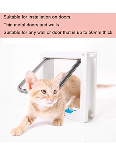 Reroucky Alysontech Large Cat Door, (Outer Size 9.9 X 9.2 Inch) 4 Way Locking Cat Flap Door For Interior Exterior, Pet Door, Compatible With Adult Cats And Small Dog, Red #TOP2