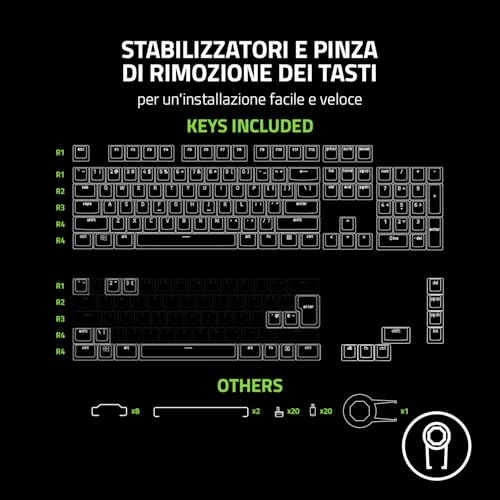 Phantom Kit di upgrade dei tasti - Esclusivi tasti stealth con lati traslucidi che risplendono con l'illuminazione Chroma RGB, US- & UK-Layout, Bianco - Tastiera gaming - Immagine 5