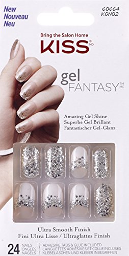 NEW UPDATED Kiss Nails GEL FANTASY "KGN02-Q4" (Rock Candy) Medium Length Design Nails w/Adhesive Tabs & Glue