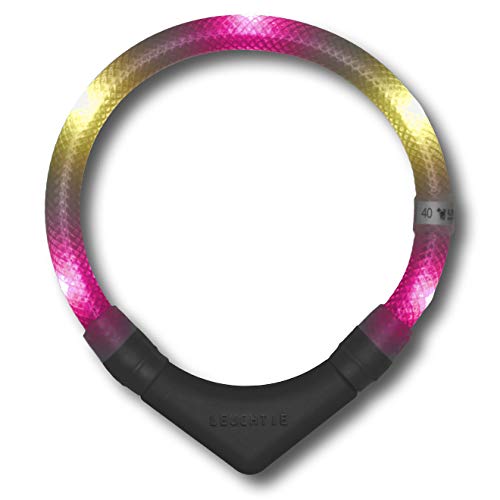 LEUCHTIE Plus Leuchthalsband Hund batteriebetrieben wasserdichtes LED Halsband Hundehalsband Leuchtend mit 100 h Leuchtdauer enorm hell pink-vanille Größe 45