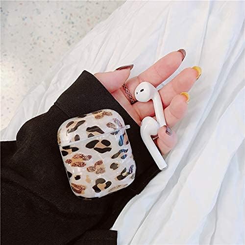Qokey Compatible with AirPod Case,Cute Leopard Pattern Airpods Case for Girls Women Pretty AirPods Case Soft TPU Protective Accessories Kit Cover for Apple AirPods 1st/2nd Charging Case,Brown Leopard