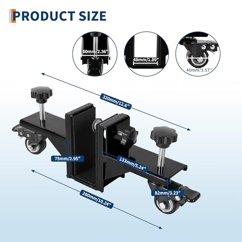 Lot de 2 chariots de meubles robustes avec roues pivotantes, capacité de 340,2 kg, réglable pour panneaux de 1,91 cm, déménagement lisse pour la maison et le bureau, design noir durable