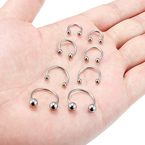 Image of SCERRING 2-8PCS 16G G23 Titanium Horseshoe Septum Ring Nose Rings Hoop Helix Daith Cartilage Tragus Earrings Nipple Eyebrow Body Piercing Jewelry 8mm 10mm 12mm 14mm