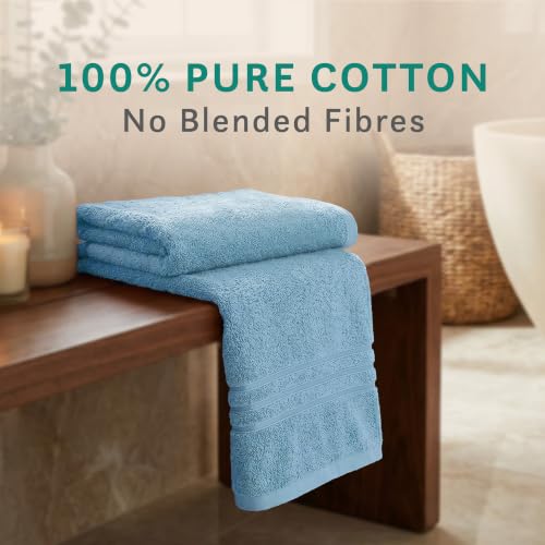 Image of MYTRIDENT Bath Towel | Comfort Living | Quick Drying | Travel Friendly | for Men /Women | 1 Piece Large Size | 100% Cotton 400 GSM | 70 x 140 cms - Cool Blue