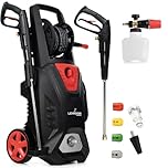 LEHMANN Colorado Idropulitrice alta pressione, 3000 W, max. 260 bar, Portata 492 l/h, Motore a Induzione, Raggio d'azione 17 m, Accessori - Lancia Schiuma, 4 Ugelli e Ugello Turbo, Nero/Rosso