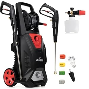 LEHMANN Colorado Hidrolimpiadora de Alta Presion Profesional, 3000 W, máx 260 Bar, Caudal de 492 l/h, Manguera de Alta Presión de 12 m, Accesorios incluidos – Schuimlans, 4 Sproeikoppen, Turbokop