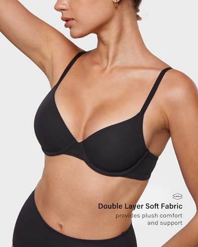 Image of INLYRIC Women's Inbarely Plus Demi Bra Balconette Unlined Underwire No Padding Plunge Bras Comfortable