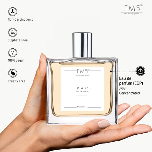 Image of EM5 Trace Unisex Perfume | Eau de Parfum (EDP) | Spray for Men & Women | Strong and Long Lasting Fragrance | Leather Animalic Warm Spicy | Gift for Men /Women | 50 ml