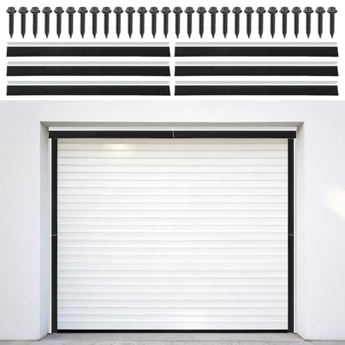 3 Roll Up Garage Door Brush Seal Kit 8 x 8FT Thickened Nylon Bristles with Pre-Drilled Aluminum Alloy Base Heavy Duty Weather Stripping for Commercial Sectional Barn and Warehouse Doors