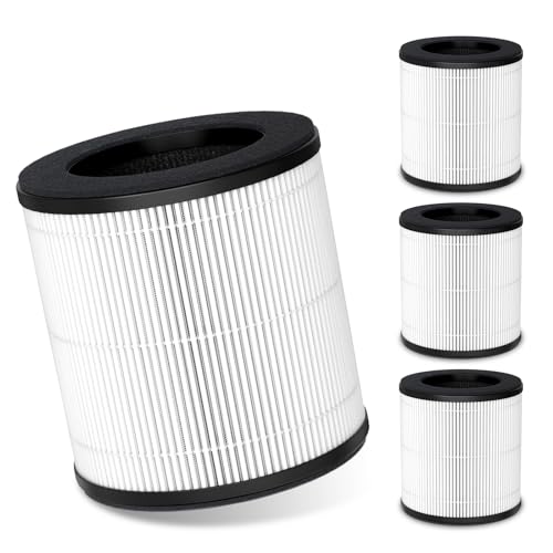 VALZONE 4-Pack M05 B-D02L HEPA Filter Compatible with MOOKA B-D02L & KOIOS B-D02L & VEWIOR B-D02U Air- Purifiers, 3-in-1 H13 True HEPA Air Filter for MOOKA Air Puri fiers Replacement Filter B-D02L