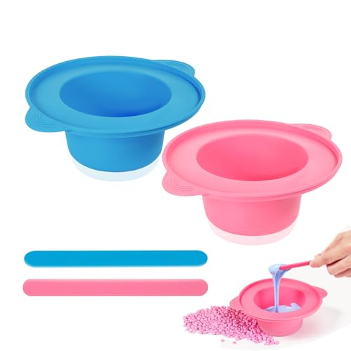 Revêtement Silicone Antiadhésif pour Chauffe-Cire Universel - 2 Pièces avec Spatule Épilation 16cm, Kit Accessoires Professionnels Remplacement Bol à Cire...