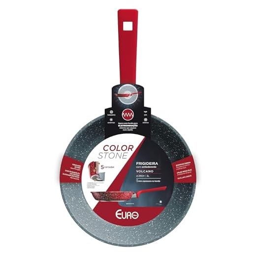 Euro Color Stone Frigideira de Alumínio com Antiaderente, Cinza (Volcano), 24 cm, 2 L