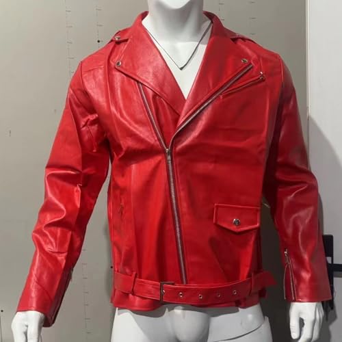 Cambkatl Men's PU Leather Jacket Casual Belted Faux Leather Motorcycle Jackets Zipper Biker Coats Windbreaker4